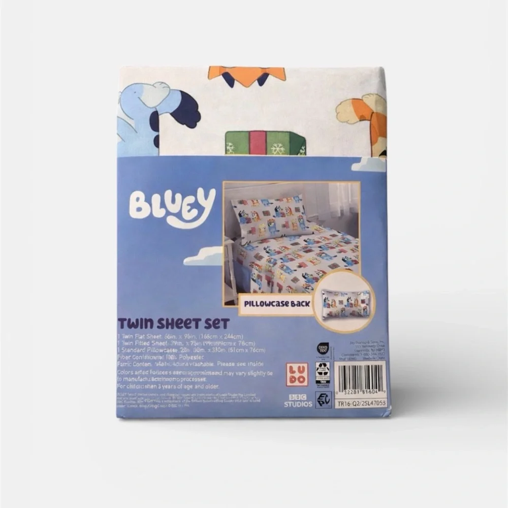Disney Bluey Christmas Print Twin Size Sheet Set